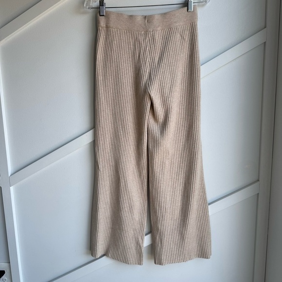 Shein High Waist Flare Leg Khaki Knit Pants Beige Ribbed size S - Picture 6 of 10